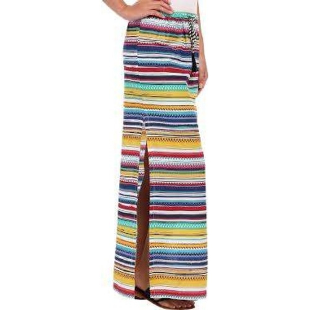 Rip Curl Caliente Maxi Skirt Womens Large Multi Color Striped Boho GSK9MF New
